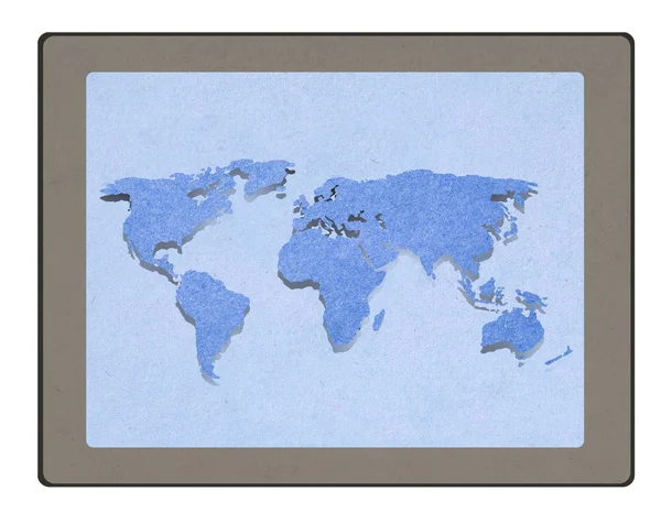 Map Tablet Computer Monitor Staple Recycled Paper Craft Stick — Stock Photo, Image