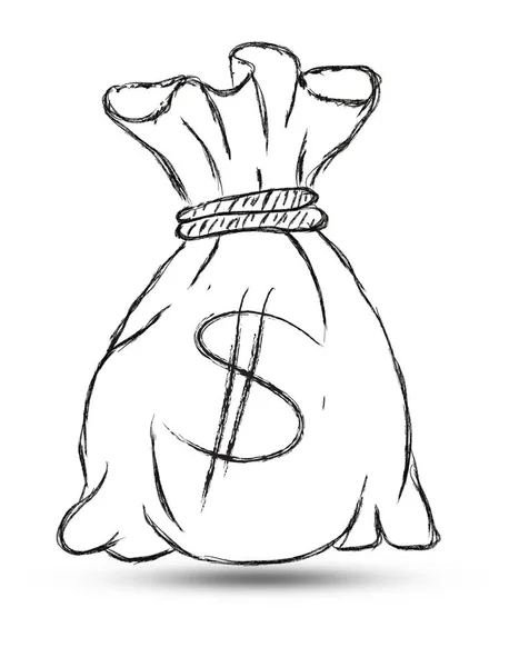 Doodle Stil Pengar Väska Finans Och Business — Stockfoto