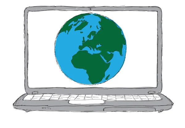 Laptop Globe Konsepti — Stok fotoğraf