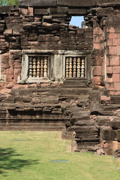 Sandstensfönster Det Historiska Slottet Thailand — Stockfoto