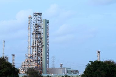 Alacakaranlık 'ta petrol rafinerisi (Map Ta Phut Industrial Estate Rayong T