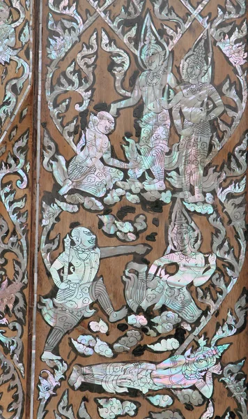艺术木墙装饰泰式珍珠图案 — 图库照片