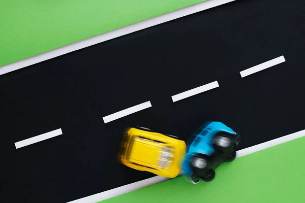 Accident two cars on the children's highway. — Stock Photo, Image