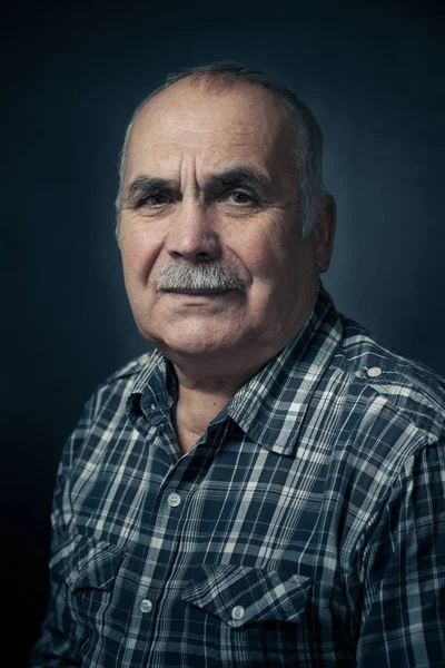 Portrait of mature man with mustache in shirt — Stock Photo, Image