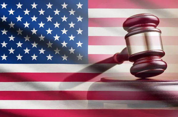 Legal gavel over a flag of the USA — Stock Photo, Image