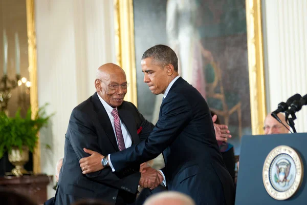 Ernie Banks, Barack Obama — Stok fotoğraf