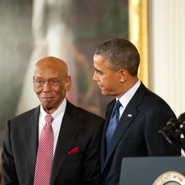 Ernie Banks, Barack Obama — Photo