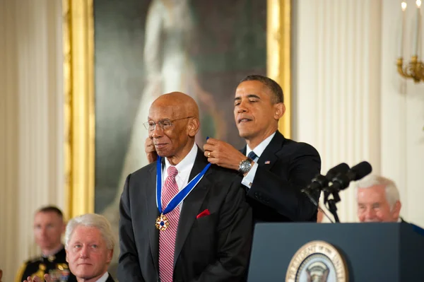 Ernie Banks, Barack Obama — Photo