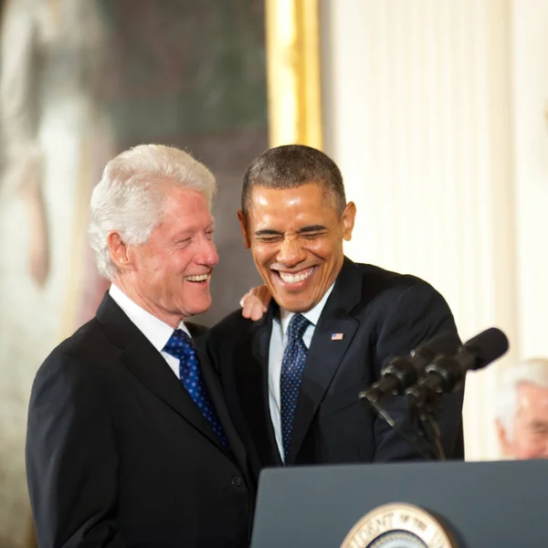 Президенты Билл Клинтон и Барак Обама — стоковое фото