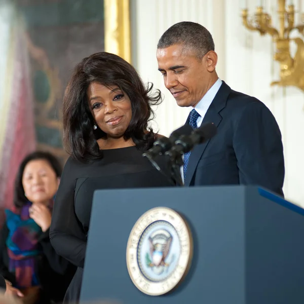 Oprah Winfrey y el presidente Barack Obama —  Fotos de Stock
