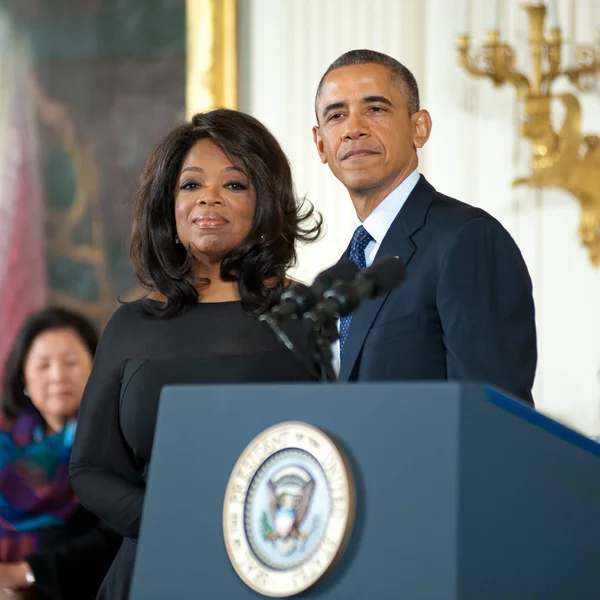 โอปราห์ Winfrey และประธานาธิบดี บารัก โอบามา — ภาพถ่ายสต็อก