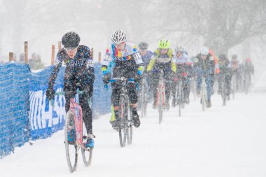 Cyclists in Snow clipart
