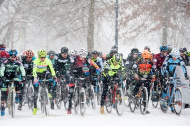 Cyclists in Snow clipart