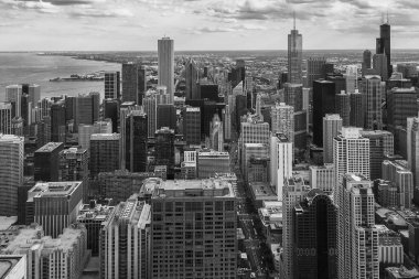 Chicago manzarası siyah beyaz