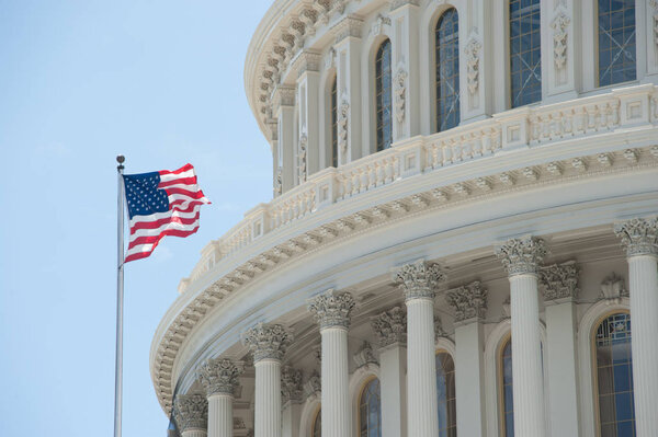 U.S. Capitol Rotunda with Flag