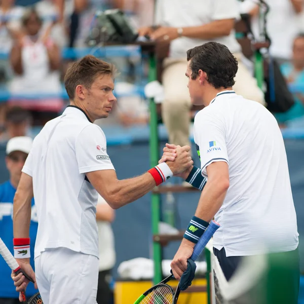 Tennisprofis nicolas mahut und milos raonic — Stockfoto