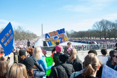 Washington 20 Ocak 2018: Göstericiler ve kadın hakları desteklemek üzere ralli Amerika Demokratlar 20 Ocak 2018 yılında Washington, Dc kadın Mart'ta, 2018 ara seçimlerde oy verme çağrısı  