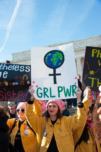 Washington Januari 2018 Demonstranter Rally Stöd För Kvinnors Rättigheter Och — Stockfoto