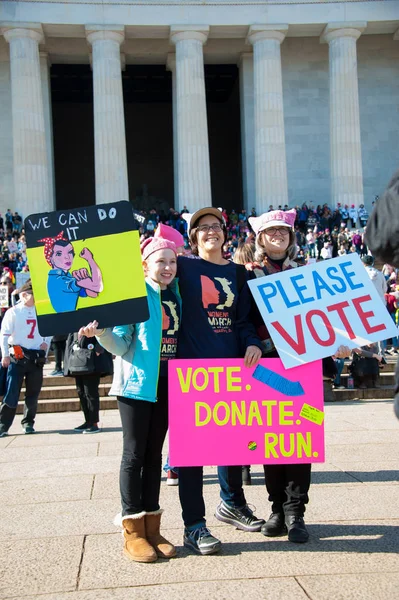 Waszyngton Stycznia 2018 Demonstranci Rajd Rzecz Praw Kobiet Zachęcam Ameryki — Zdjęcie stockowe