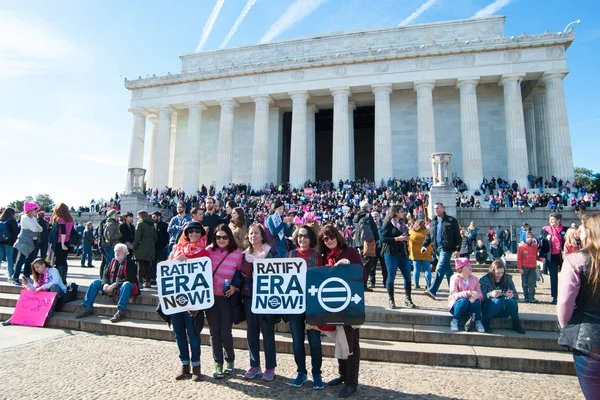 Washington 2018 Január Tüntetők Rally Támogatására Női Jogok Sürgeti Amerikában — Stock Fotó