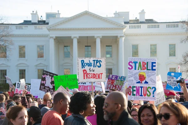 Waszyngton Stycznia 2018 Demonstranci Rajd Rzecz Praw Kobiet Zachęcam Ameryki — Zdjęcie stockowe