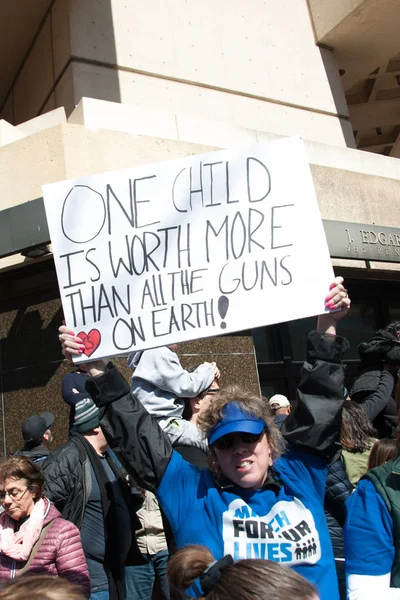 Participant March Our Lives Protest Students Gun Control Holds Sign — Stock Photo, Image