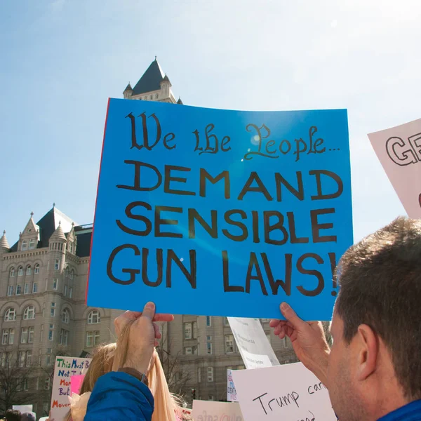 Participant March Our Lives Protest Students Gun Control Holds Sign — Stock Photo, Image