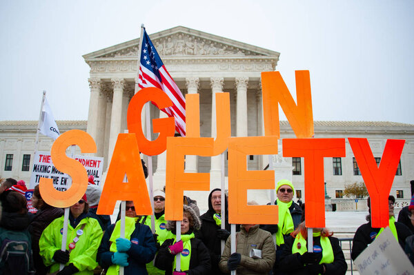 Participants in the Gun Laws Save Lives Rally, a protest against the weakening of gun laws, on December 2, 2019 at the U.S. Supreme Court in Washington DC 