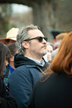 Joaquin Phoenix at Jane Fondas Fire Drill Friday to protest the climate crisis in Washington DC on January 10, 2020 clipart