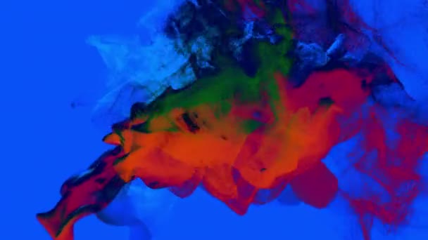Remolino rojo de partículas en azul, 3D, bucle — Vídeo de stock