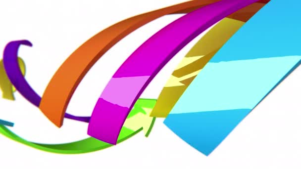 Colorful 3D arrows move on white background, CG animation, seamless loop — Stock Video