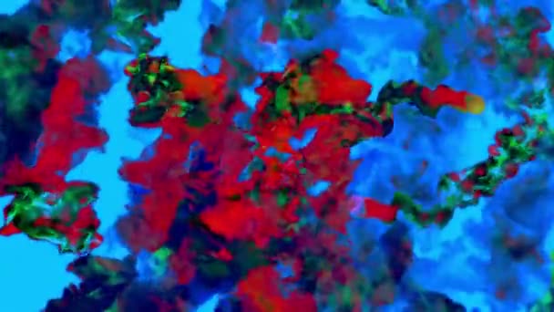 Particules rouge foncé sur bleu, animation 3D, boucle — Video