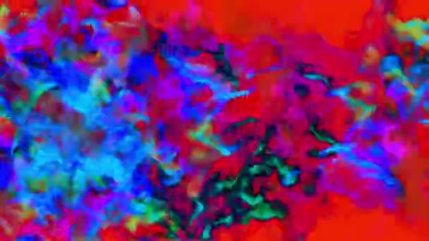 Mehrfarbige Partikel auf rot, cg, looping — Stockvideo