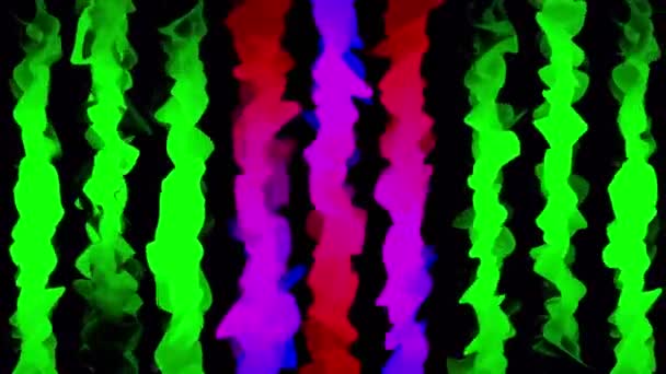 Chiffons colorés flottant sur noir, animation 3D, boucle — Video