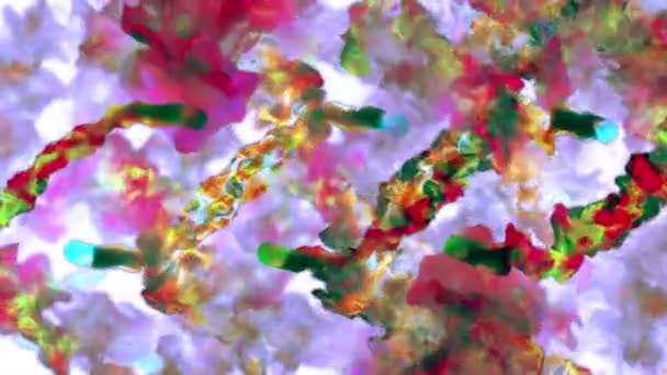 Colorful patterns of particles, 3D animation, looping — Stock Video