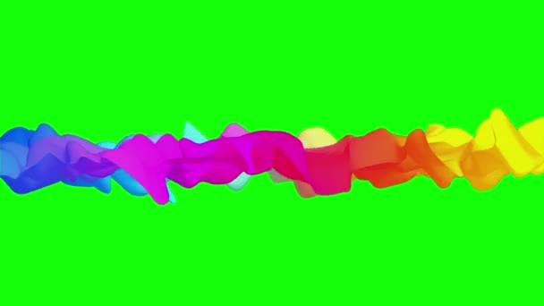 Světlé abstraktní hadr vlající na zelené obrazovce, 3d animace, bezešvé — Stock video