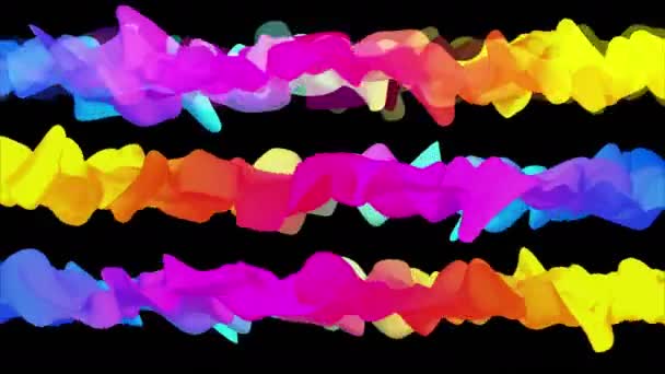 Trapos abstractos brillantes revoloteando en negro, animación 3D, bucle sin costuras — Vídeos de Stock