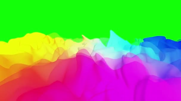 Cortina colorida abstracta en la pantalla verde, animación 3D, sin costuras — Vídeo de stock