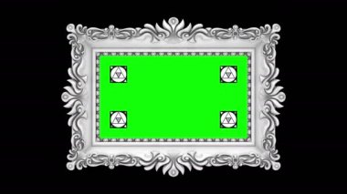 Vintage sıva resim çerçevesi ile hareket siyah arka plan üzerinde Kroma anahtar işaretleri izleme