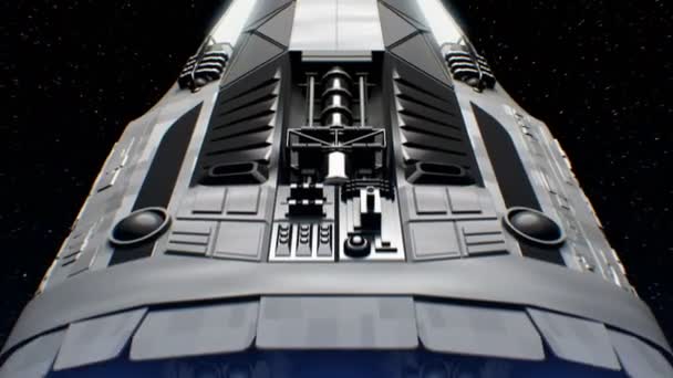 Utomjordiska rymdskepp på Neptune bakgrund — Stockvideo