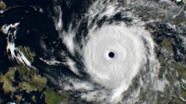Cyclone arka plan üzerine kurgusal hava uydu geçmişin, 3d animasyon uçar. Tüm dokular fotoğrafları ve diğer görüntüleri olmadan grafik editörü oluşturulmuş.