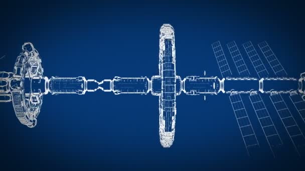 Blueprint animated, abstract technical drawing moves horizontally, seamless loop, cg animation — Stock Video