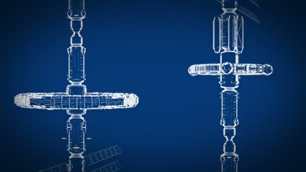 Blueprint animated, abstract technical drawing moves vertically, seamless loop, cg animation — Stock Video
