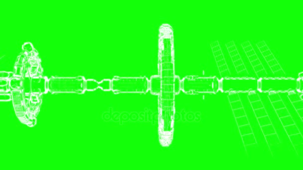 Pantalla verde, dibujo técnico abstracto se mueve horizontalmente, bucle sin costura, animación cg — Vídeo de stock