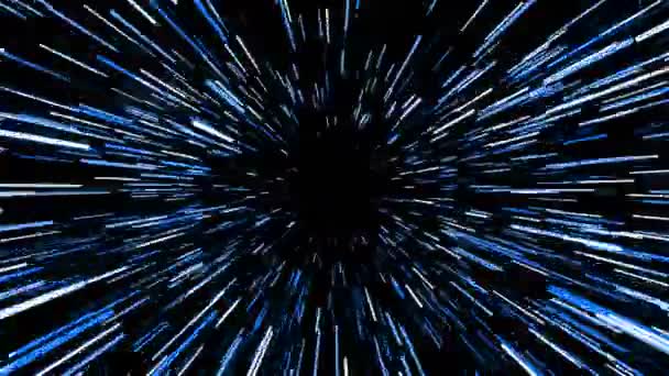 Flying trought hyperspace, abstract animation in blue colors, seamless loop. — Stock Video