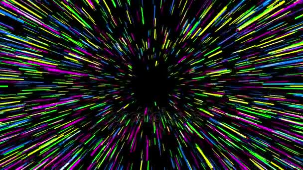 Різнокольоровий стрибок у гіперпростір, 3d анімація — стокове відео