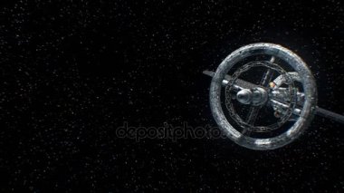 Uçuş büyük gezegenler arası uzay gemisi, 3d animasyon Mercury. Doku gezegen grafik editörü fotoğraf ve diğer görüntüleri olmadan oluşturuldu.