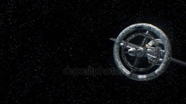 Uçuş büyük gezegenler arası uzay gemisi, 3d animasyon, Mars'a. Doku gezegen grafik editörü fotoğraf ve diğer görüntüleri olmadan oluşturuldu.