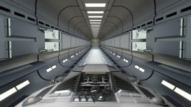 Yeşil ekran arka planı içinde. Uzay bilim-kurgu tünelden, 3d animasyon uçar