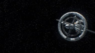 Büyük uzay gemisi dünyaya, 3d animasyon döndü. Doku dünya grafik editörü fotoğraf ve diğer görüntüleri olmadan oluşturuldu. Nasa tarafından döşenmiş şehir ışıkları paterni.